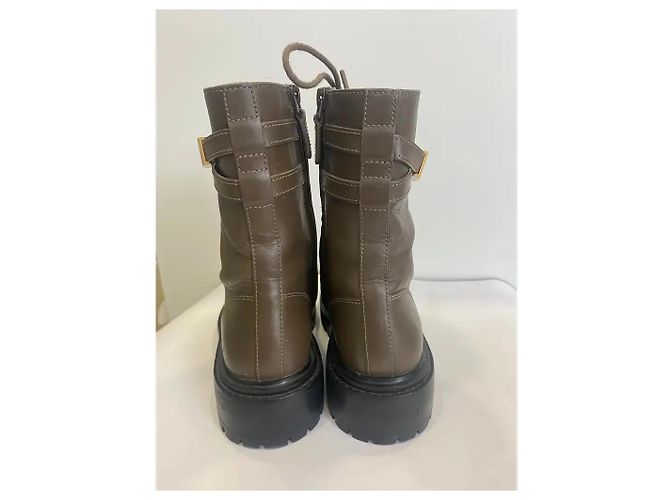 Botines de combate de cuero Tory Burch T-Hardware Marrón oscuro - vista 5