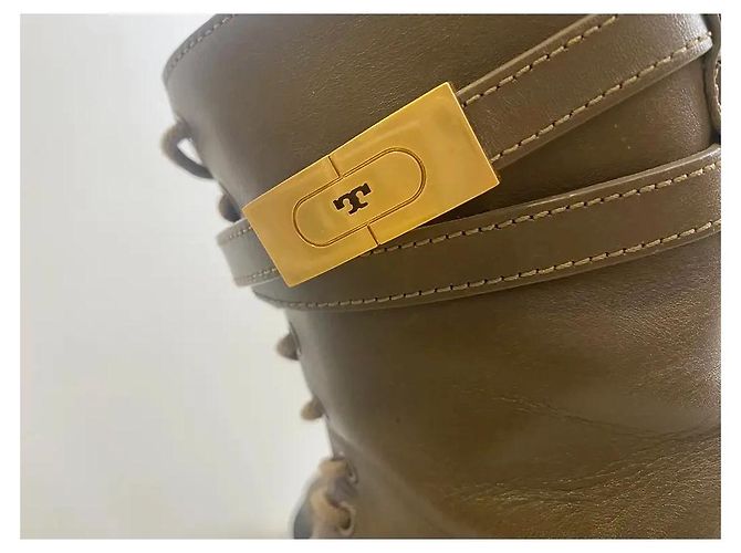 Botines de combate de cuero Tory Burch T-Hardware Marrón oscuro - vista 7