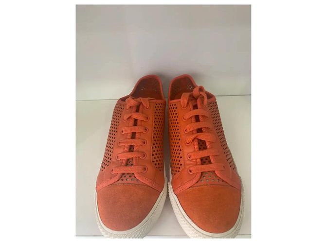 Sneakers Tory Burch Perforated in pelle e camoscio - Arancione - vista 3