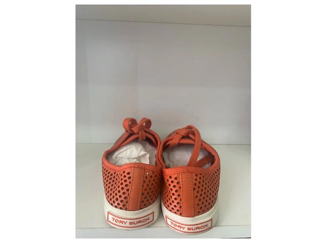 Sneakers Tory Burch Perforated in pelle e camoscio - Arancione - vista 4