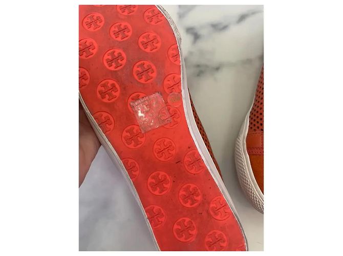 Sneakers Tory Burch Perforated in pelle e camoscio - Arancione - vista 6