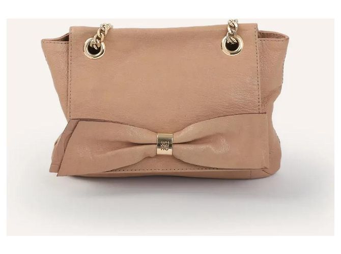 Carolina Herrera Borsa a catena Audrey Bow in pelle beige - vista 3
