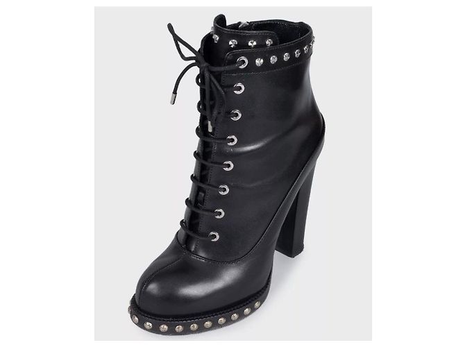 Alexander McQueen Black Leather Ankle Boots Sz.39 pre-owned - view 3