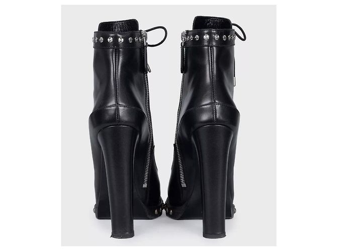Alexander McQueen Black Leather Ankle Boots Sz.39 pre-owned - view 4
