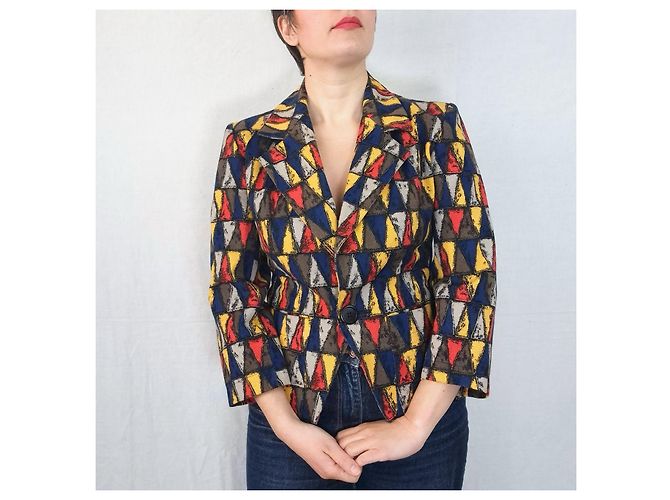 Yves Saint Laurent Variation Jacke mit geometrischem Harlekin-Print Mehrfarben - Ansicht 5