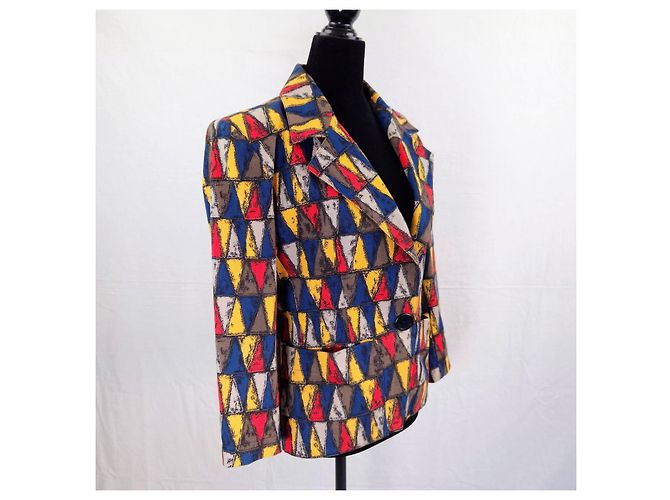Yves Saint Laurent Variation Jacke mit geometrischem Harlekin-Print Mehrfarben - Ansicht 8