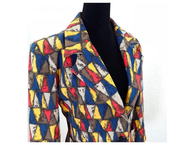 Yves Saint Laurent Variation Jacke mit geometrischem Harlekin-Print Mehrfarben - Ansicht 9