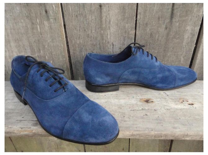 Autre Marque Scarpe Stringate Brecos Richelieu in camoscio blu - vista 2