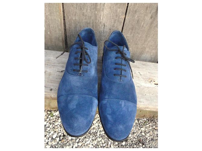 Autre Marque Scarpe Stringate Brecos Richelieu in camoscio blu - vista 3