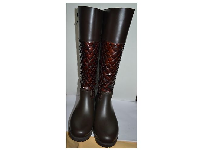 Botas Salvatore Ferragamo Raphael de couro e borracha Marrom - vista 4