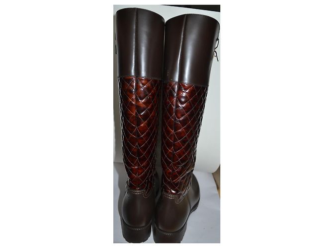 Botas Salvatore Ferragamo Raphael de couro e borracha Marrom - vista 6