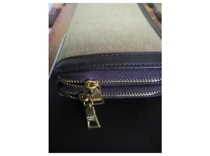 Jacquard Prada Milano Zip Around Geldbörse Canvas Beige - Ansicht 4