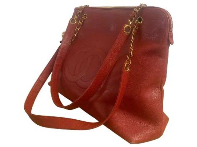 Timeless Borsa Tote Chanel Coco Mark Chain in Rosso (1194) - vista 4