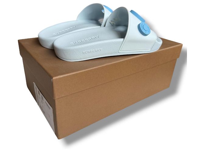 Burberry Furley Ciabatte in gomma blu Bianco - vista 12