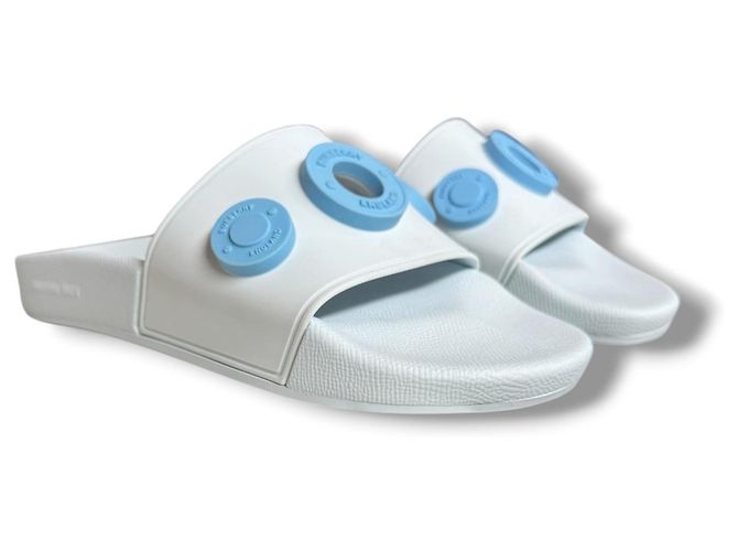 Burberry Furley Ciabatte in gomma blu Bianco - vista 2