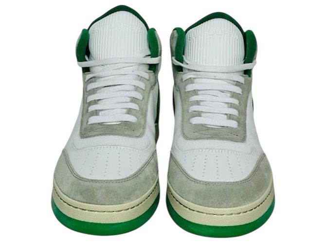Saint Laurent SL 80 Sneakers alte in pelle e scamosciato Bianco Verde Grigio - vista 3