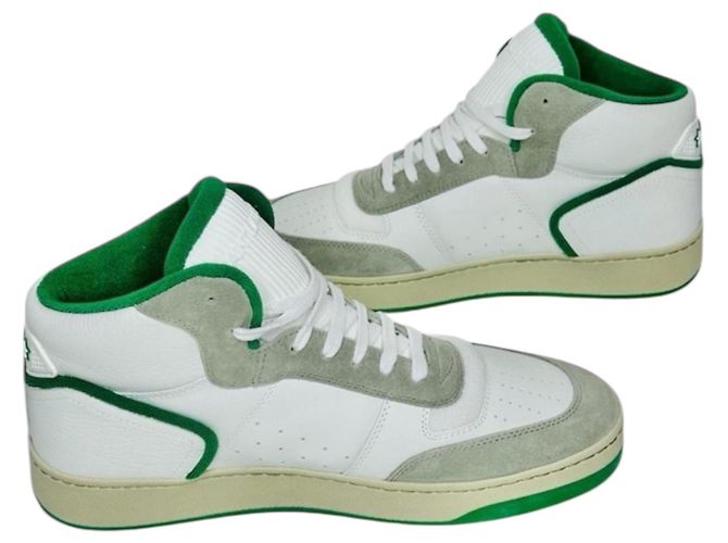 Saint Laurent SL 80 Sneakers alte in pelle e scamosciato Bianco Verde Grigio - vista 8