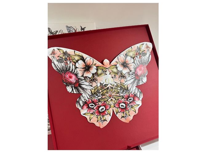 Coffret Cadeau Dior Édition Limitée Papillons et Fleurs Marron Rose Blanc Rouge Doré Vert - vue 2