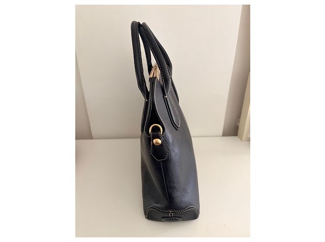 Tod's Grande Borsa a Mano in Pelle Blu Navy Gold hardware - vista 12