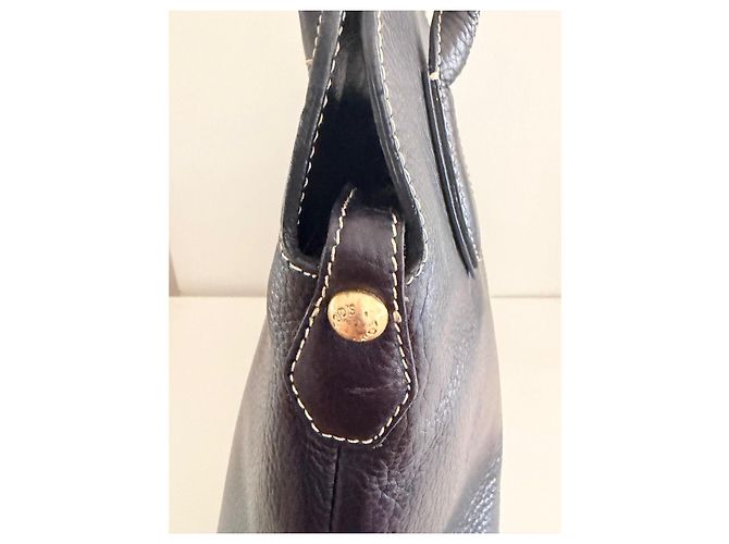 Tod's Grande Borsa a Mano in Pelle Blu Navy Gold hardware - vista 13