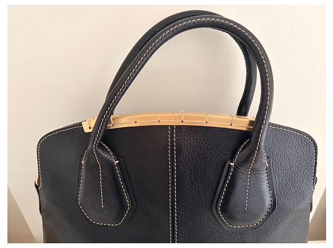 Tod's Grande Borsa a Mano in Pelle Blu Navy Gold hardware - vista 3
