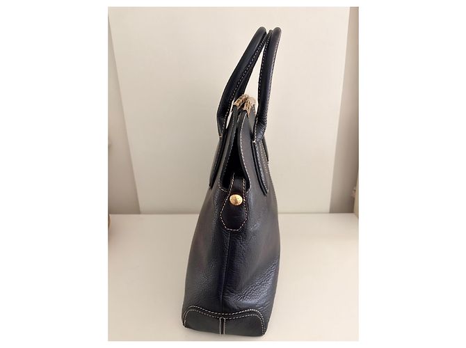 Tod's Grande Borsa a Mano in Pelle Blu Navy Gold hardware - vista 4
