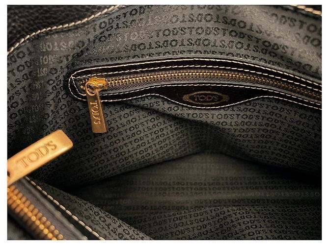 Tod's Grande Borsa a Mano in Pelle Blu Navy Gold hardware - vista 6
