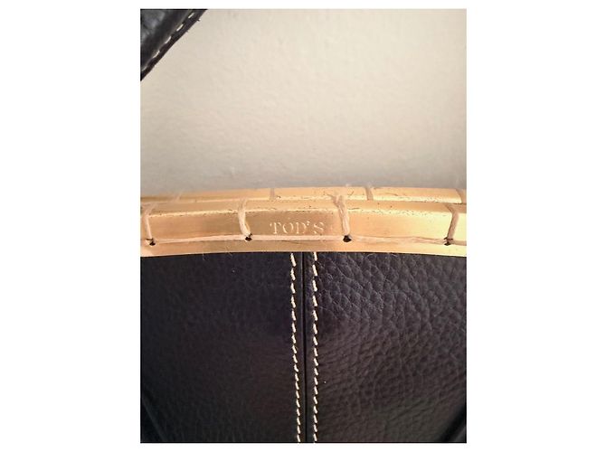 Tod's Grande Borsa a Mano in Pelle Blu Navy Gold hardware - vista 7