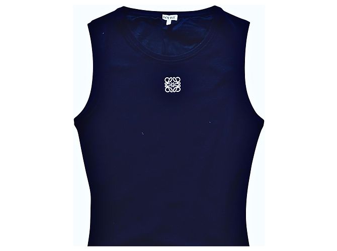 Vestido Loewe Tank largo de algodón sin mangas con rayas Blanco Naranja Azul oscuro - vista 10