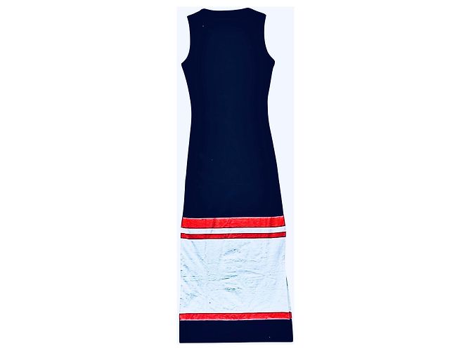 Vestido Loewe Tank largo de algodón sin mangas con rayas Blanco Naranja Azul oscuro - vista 11