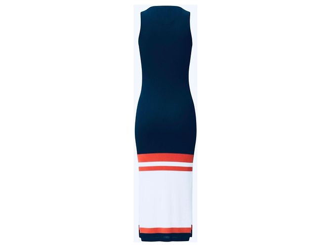Vestido Loewe Tank largo de algodón sin mangas con rayas Blanco Naranja Azul oscuro - vista 4