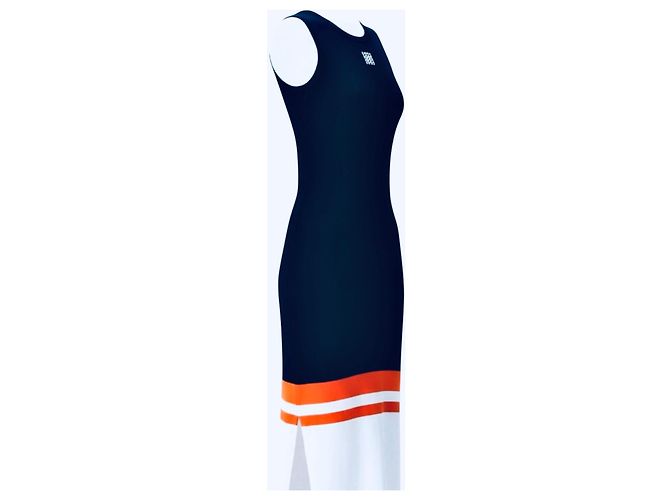 Vestido Loewe Tank largo de algodón sin mangas con rayas Blanco Naranja Azul oscuro - vista 5