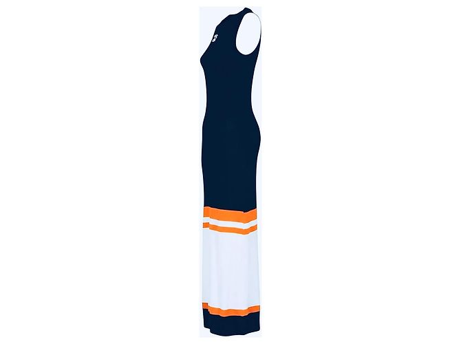 Vestido Loewe Tank largo de algodón sin mangas con rayas Blanco Naranja Azul oscuro - vista 6