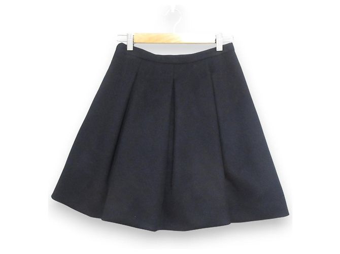 Falda Miu Miu con pliegues 100% lana Azul Azul marino - vista 2