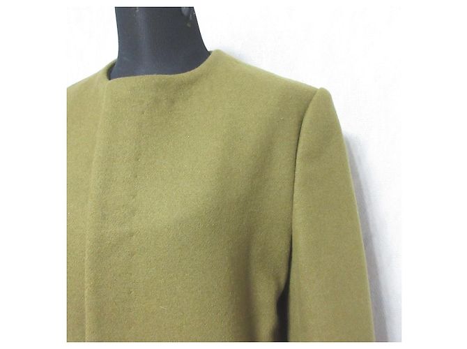 Autre Marque Abrigo de lana sin cuello Drawer Verde Caqui - vista 4