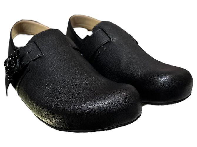Loewe Black Grained Leather Anagram Clogs - view 10