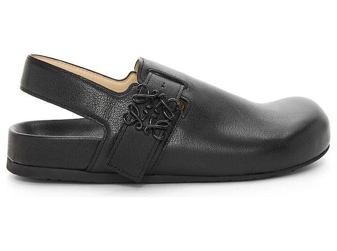 Loewe Black Grained Leather Anagram Clogs - view 18