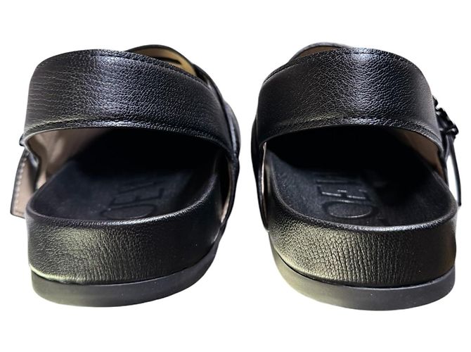 Loewe Black Grained Leather Anagram Clogs - view 6