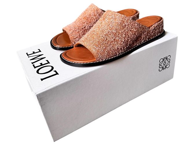 Ciabatte Loewe in pelle Tan Arancione - vista 3