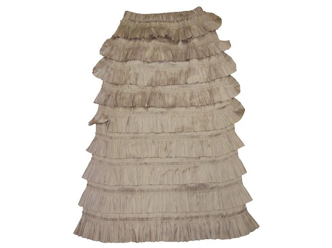 Autre Marque Gonna lunga a balzi sovrapposti Diagram 24AW Beige - vista 2