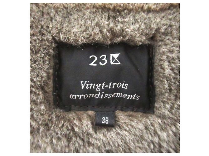 Autre Marque Abrigo con capucha de shearling 23ku Castaño - vista 8