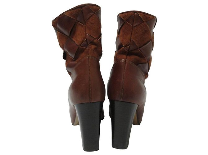 Autre Marque Botas curtas de couro Michel Vivien Marrom - vista 2