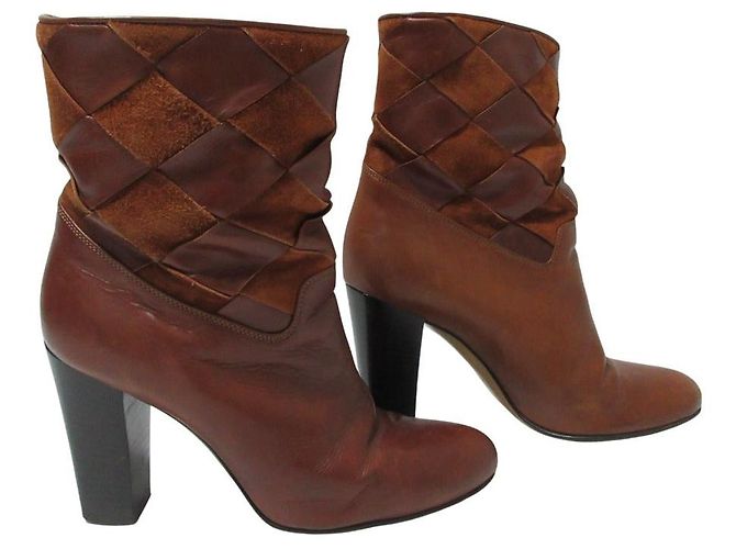 Autre Marque Botas curtas de couro Michel Vivien Marrom - vista 3