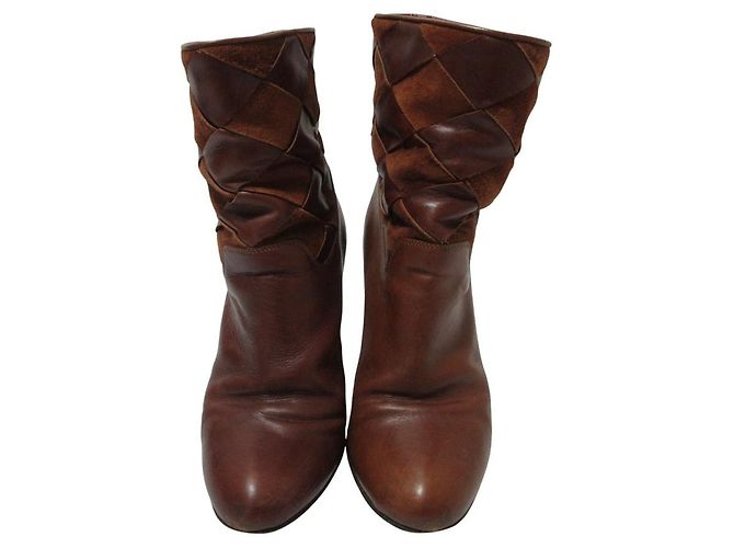 Autre Marque Botas curtas de couro Michel Vivien Marrom - vista 5