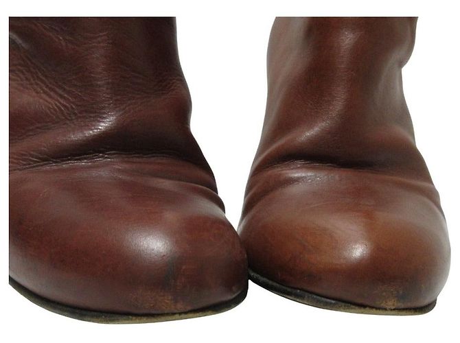 Autre Marque Botas curtas de couro Michel Vivien Marrom - vista 6