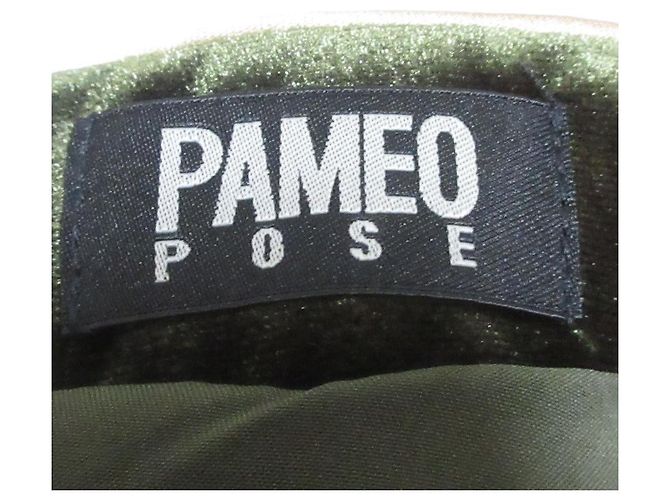 Autre Marque PAMEO POSE Velor Mandarin Mini Kleid Velor Kleid Grün Khaki - Ansicht 12