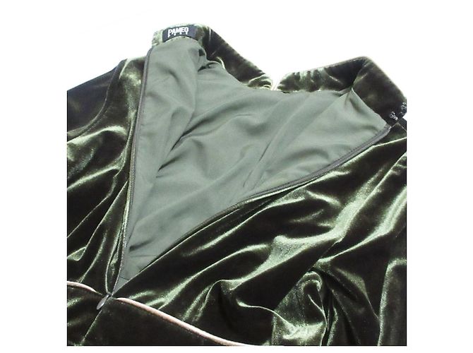 Autre Marque PAMEO POSE Velor Mandarin Mini Kleid Velor Kleid Grün Khaki - Ansicht 18