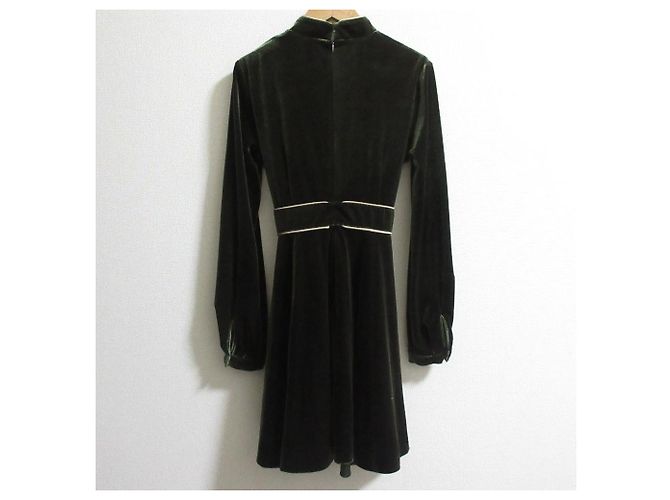 Autre Marque PAMEO POSE Velor Mandarin Mini Kleid Velor Kleid Grün Khaki - Ansicht 4