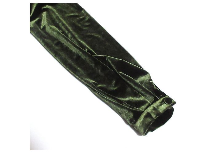Autre Marque PAMEO POSE Velor Mandarin Mini Kleid Velor Kleid Grün Khaki - Ansicht 6