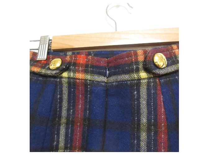 Miu Miu Wool Alpaca Check Gold Button Mini Skirt - view 2